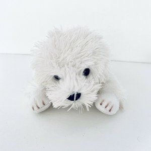 FAO Schwarz Fluffy Dog White Gray Plush 11” Dog